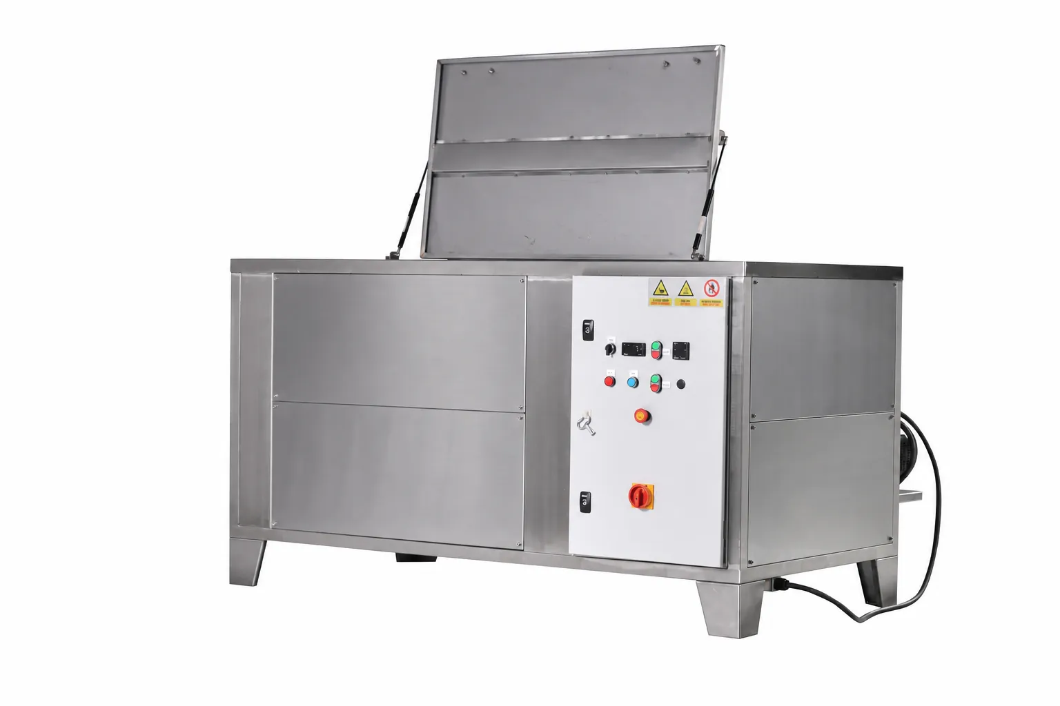 Industrielle Ultraschallreinigungsanlage ULT M800 L mit geöffnetem Deckel